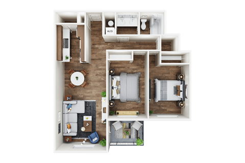 Floor plan for 2 beds, 1 bath, 825 sqft